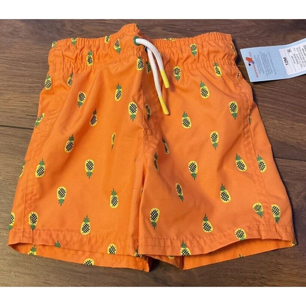 Cat & Jack Pineapple Swim Trunks Functional Drawstring NWT 12 & 18 months